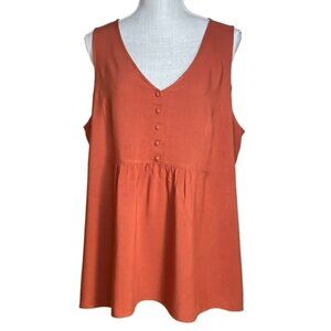 MODCLOTH Sleeveless V-Neck Tie-Back Burnt Orange Top - Size 2X